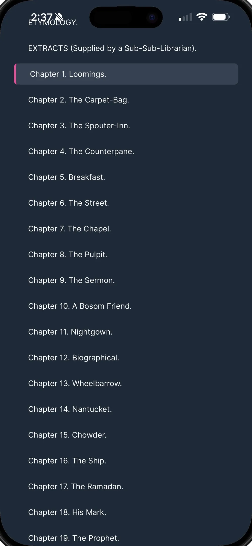 Velvet Reads — Chapter navigation