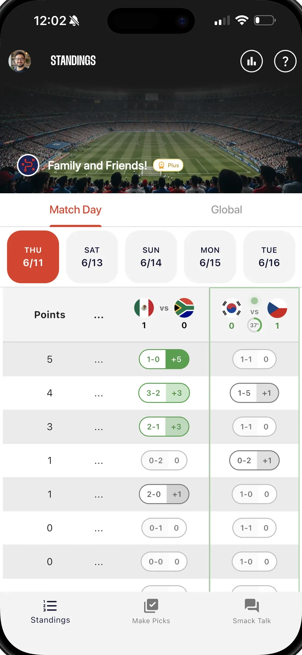 Pickster — League standings